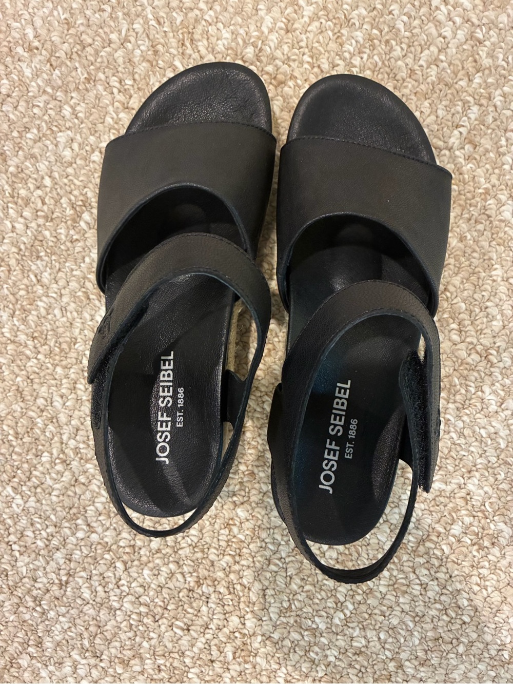 Josef Seibel Black Wide-Strap Slingback Sandals